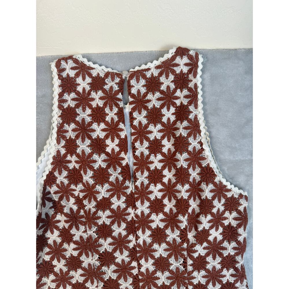 Sezane Reneka Dress Brown White Midi Long Minimalist Caramel Ecru 6 Med - Picture 4 of 6